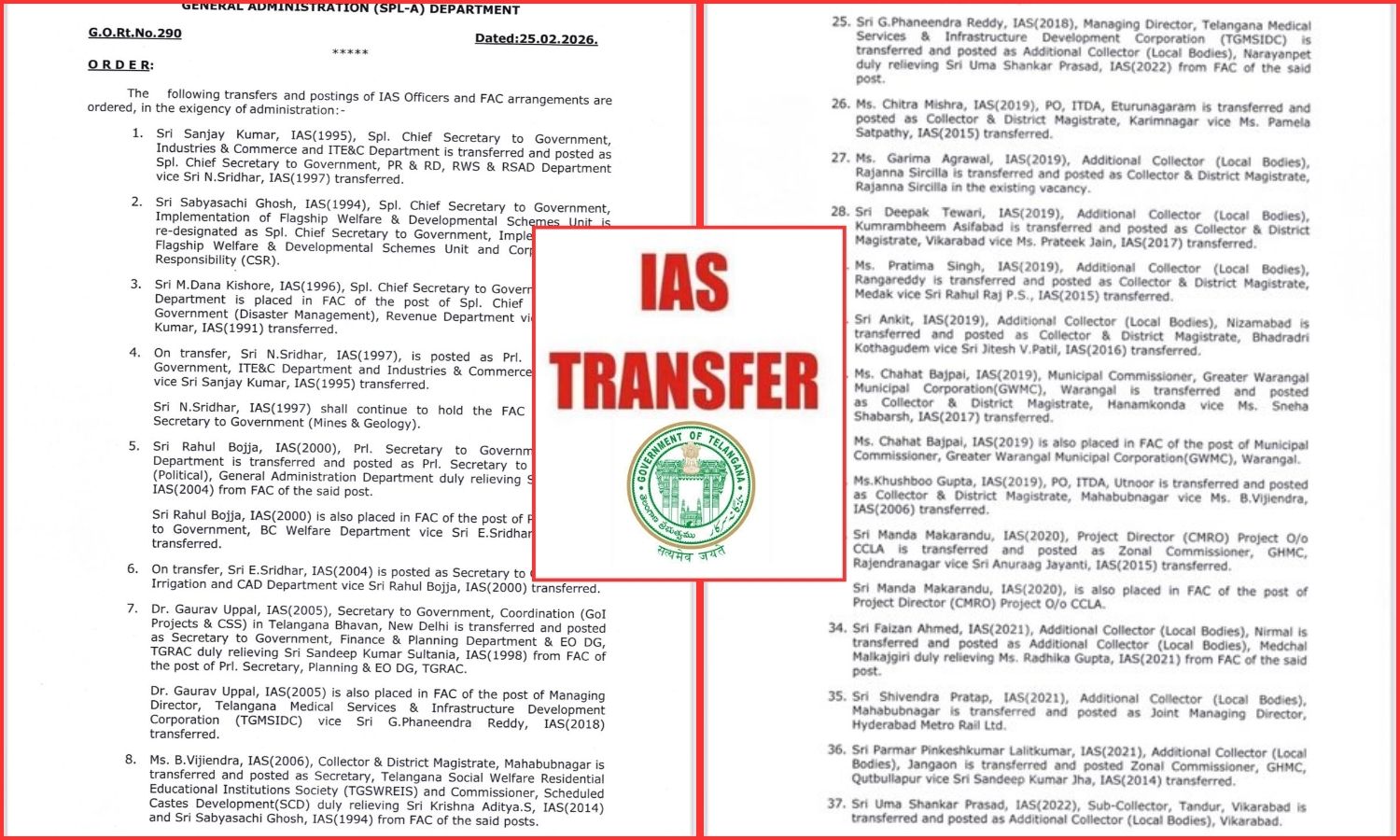 Administrative Reshuffle