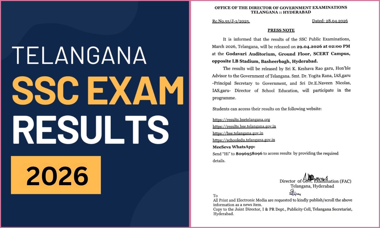 Telangana SSC Results