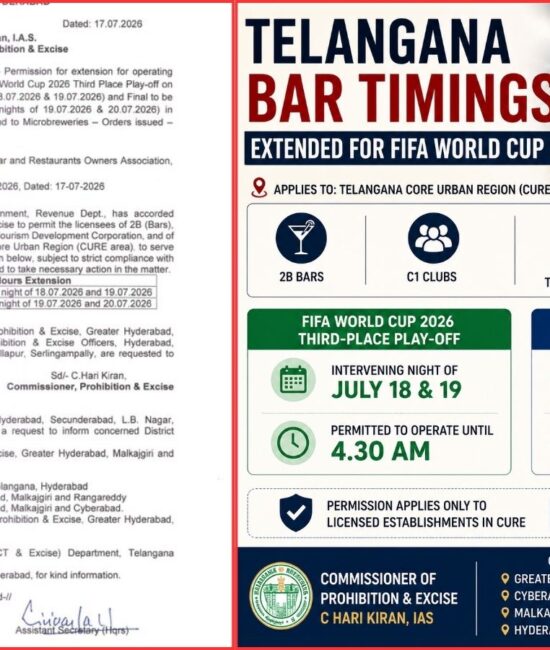 Telangana Bar Timings
