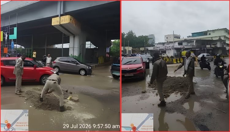 ایل بی نگر ٹریفک پولیس نے کی سڑک کی عارضی مرمت | Road Repairs