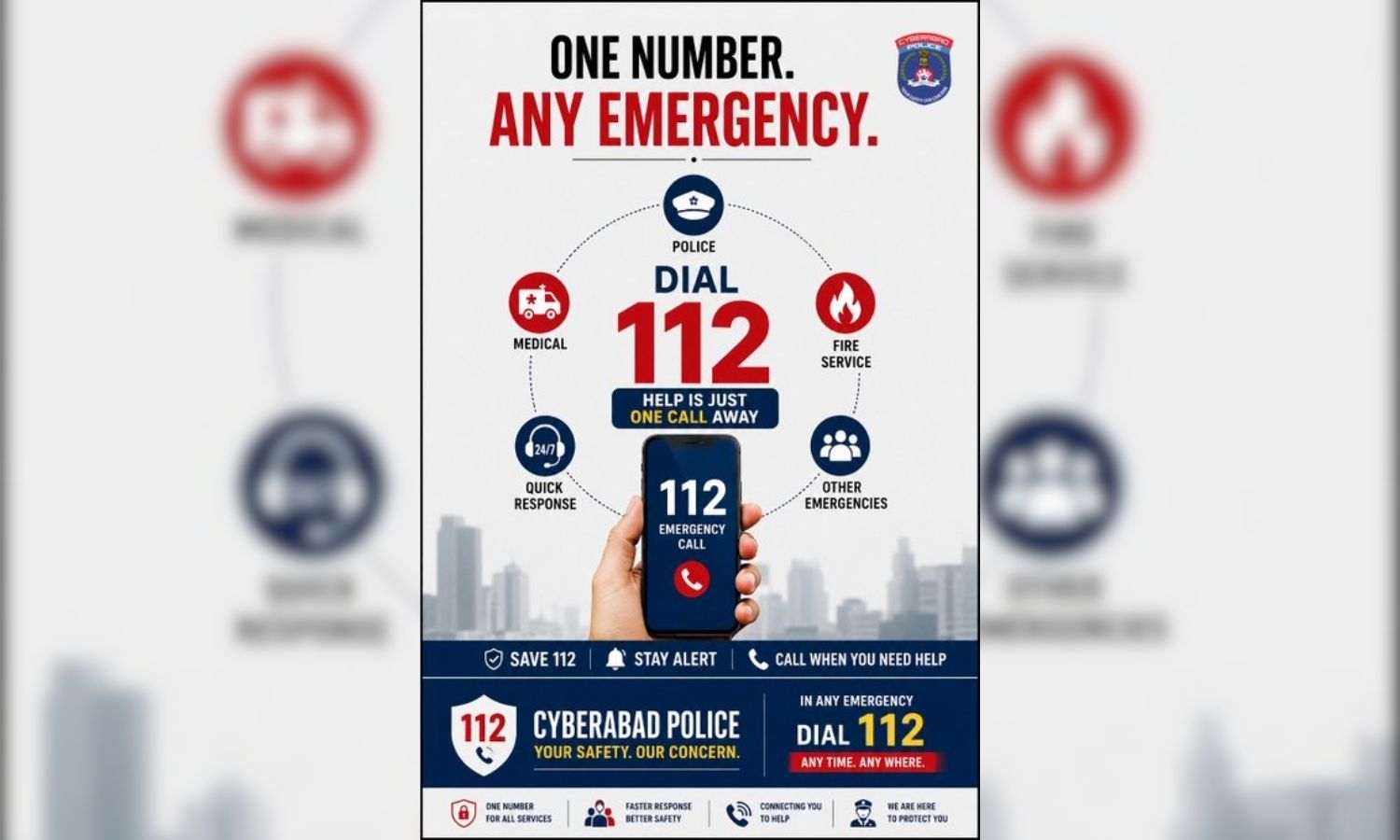 سائبر آباد پولیس نے 112 استعمال کرنے کی اپیل کی | Emergency Services