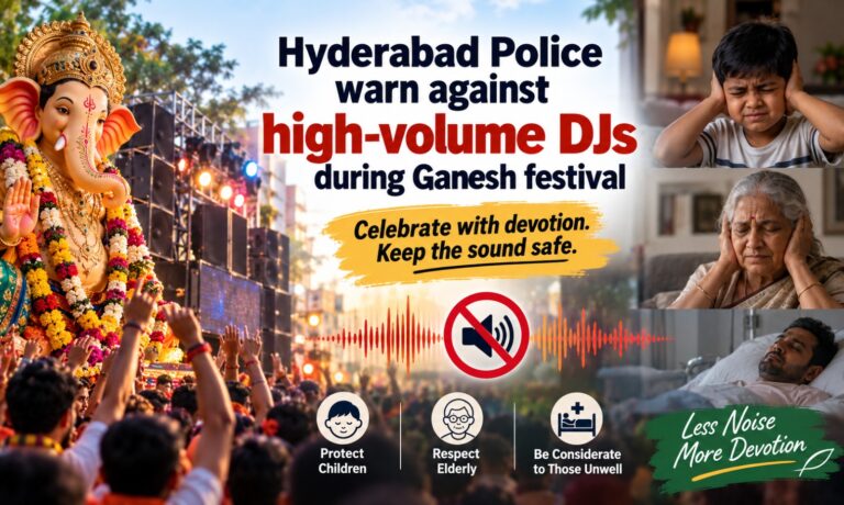 حیدرآباد پولیس کی ممنوعہ ڈی جیز سے گریز کی اپیل | Ganesh Noise Safety