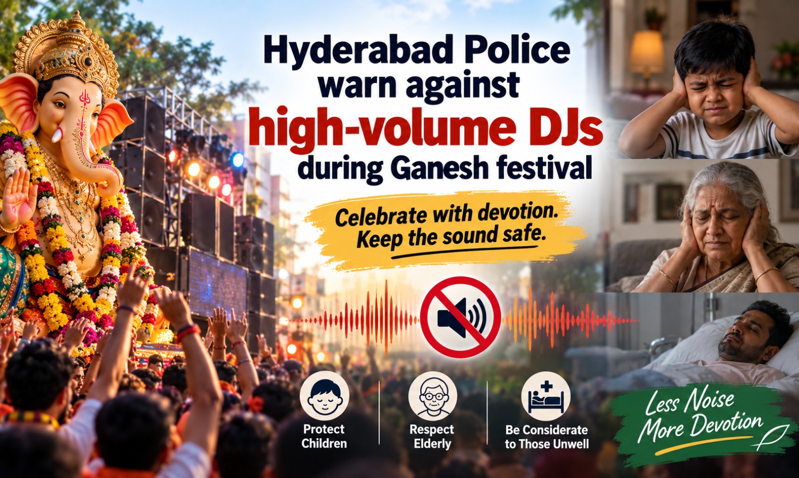حیدرآباد میں ممنوعہ ڈی جیز کے خلاف پولیس کی سخت اپیل، محفوظ جشن پر زور | Ganesh Noise Safety