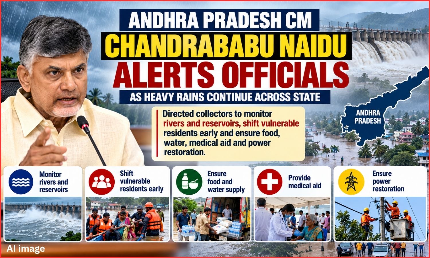 شدید بارش پر چندرا بابو نائیڈو کا الرٹ | Chandrababu Flood Response