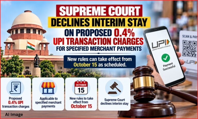 یو پی آئی فیس پر روک سے سپریم کورٹ کا انکار| UPI Transaction Charges