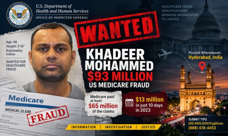 حیدرآباد میں میڈی کیئر فراڈ کیس کا مطلوب شخص | Hyderabad Medicare Fraud