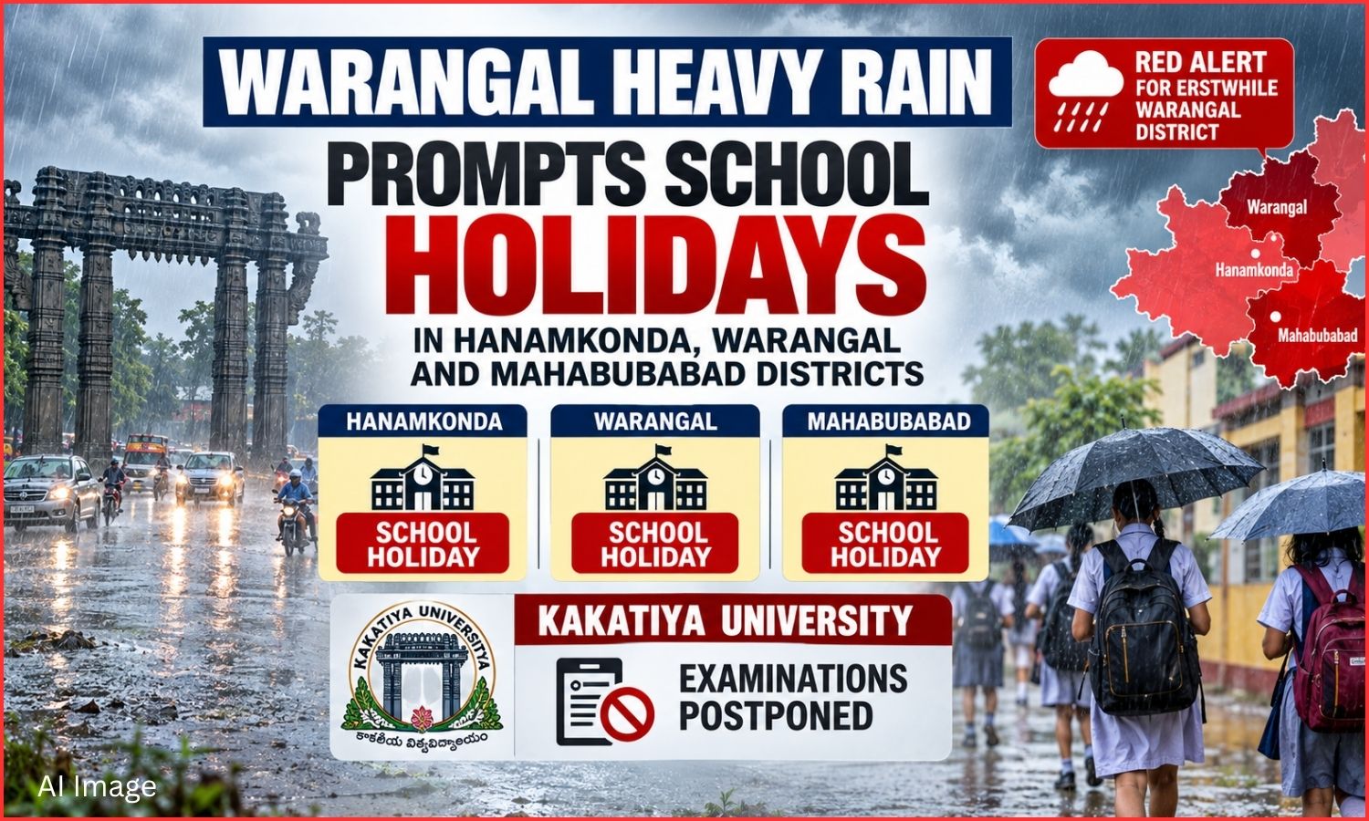 شدید بارش کے باعث امتحانات ملتوی| Warangal Heavy Rain