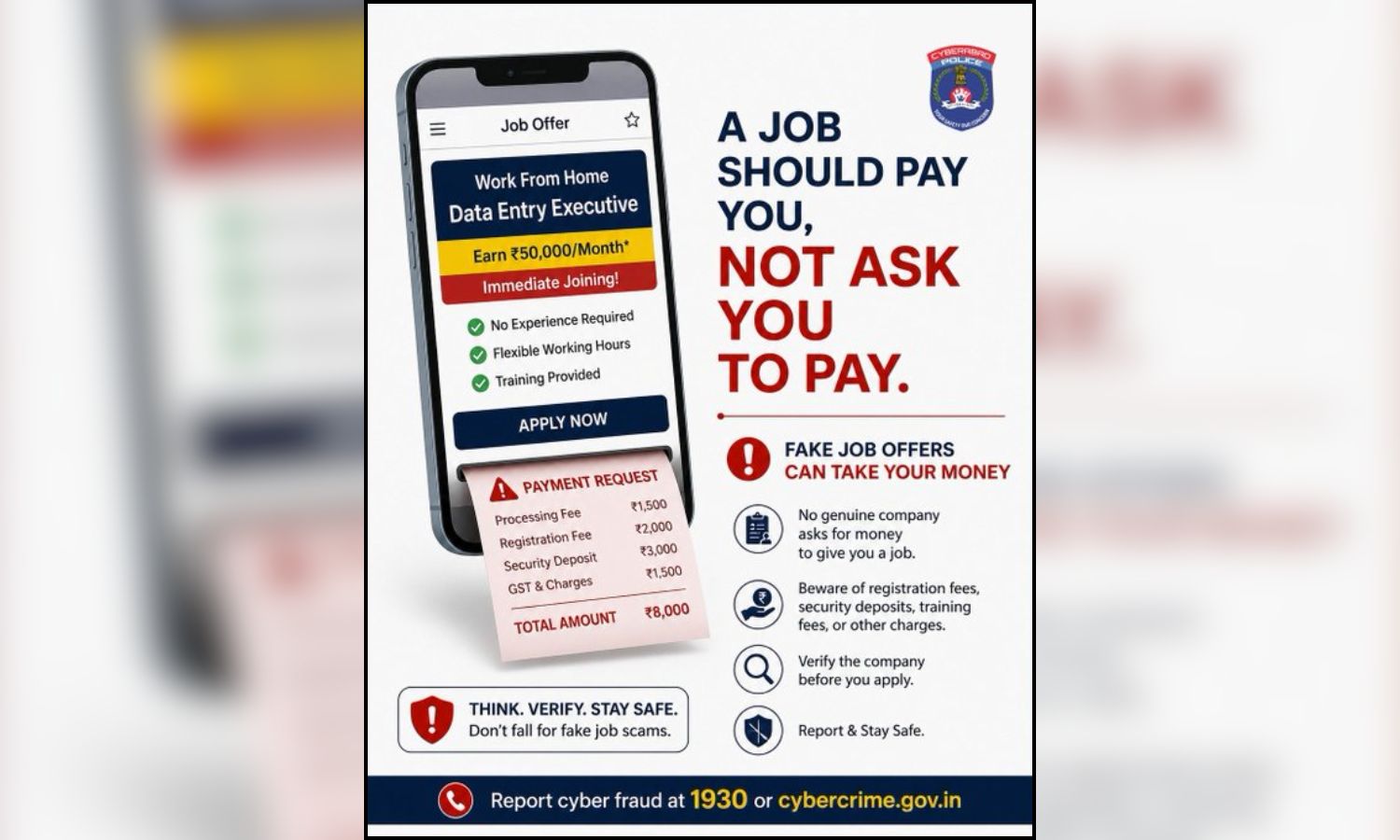جعلی ملازمت کی پیشکشوں پر سائبر آباد پولیس کا انتباہ | Fake Job Offers