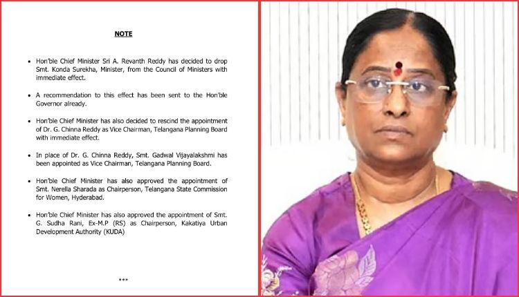 Konda Surekha Cabinet removal