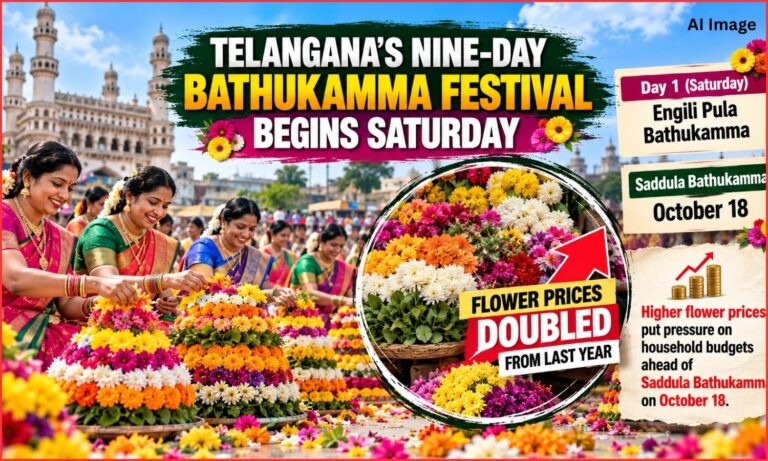 تلنگانہ میں بتکمّاں تہوار شروع | Bathukamma Festival