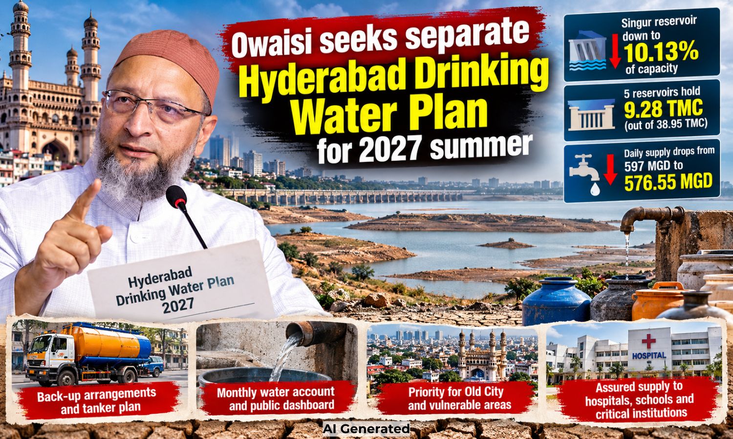 Hyderabad Drinking Water | اویسی کا آبی منصوبے کا مطالبہ