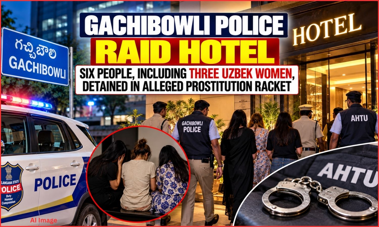 گچی باولی ہوٹل میں جسم فروشی کے کاروبار پر چھاپہ| Gachibowli Hotel Raid