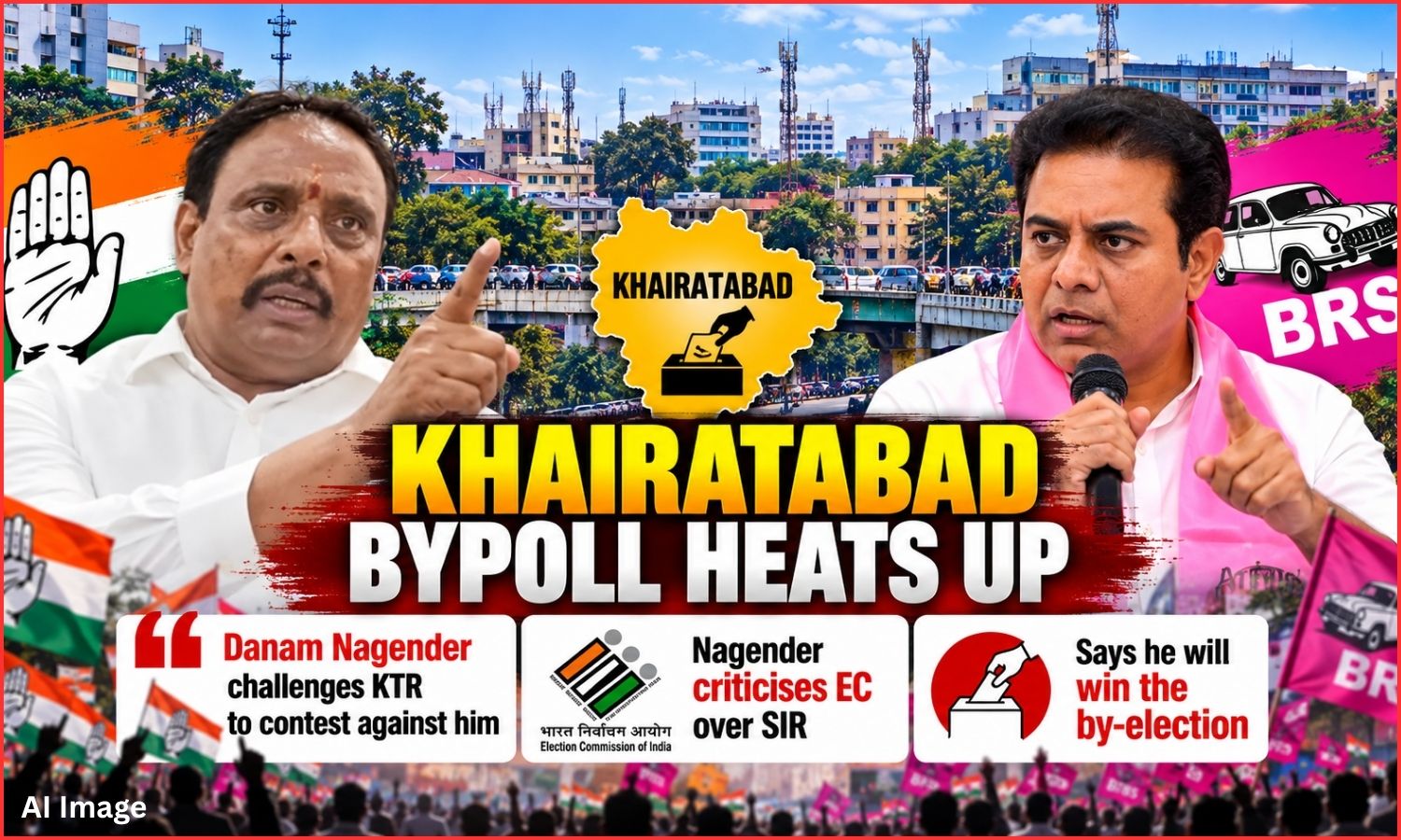 دانم ناگیندر کا کے ٹی آر کو ضمنی انتخاب کا چیلنج | Khairatabad Bypoll Challenge