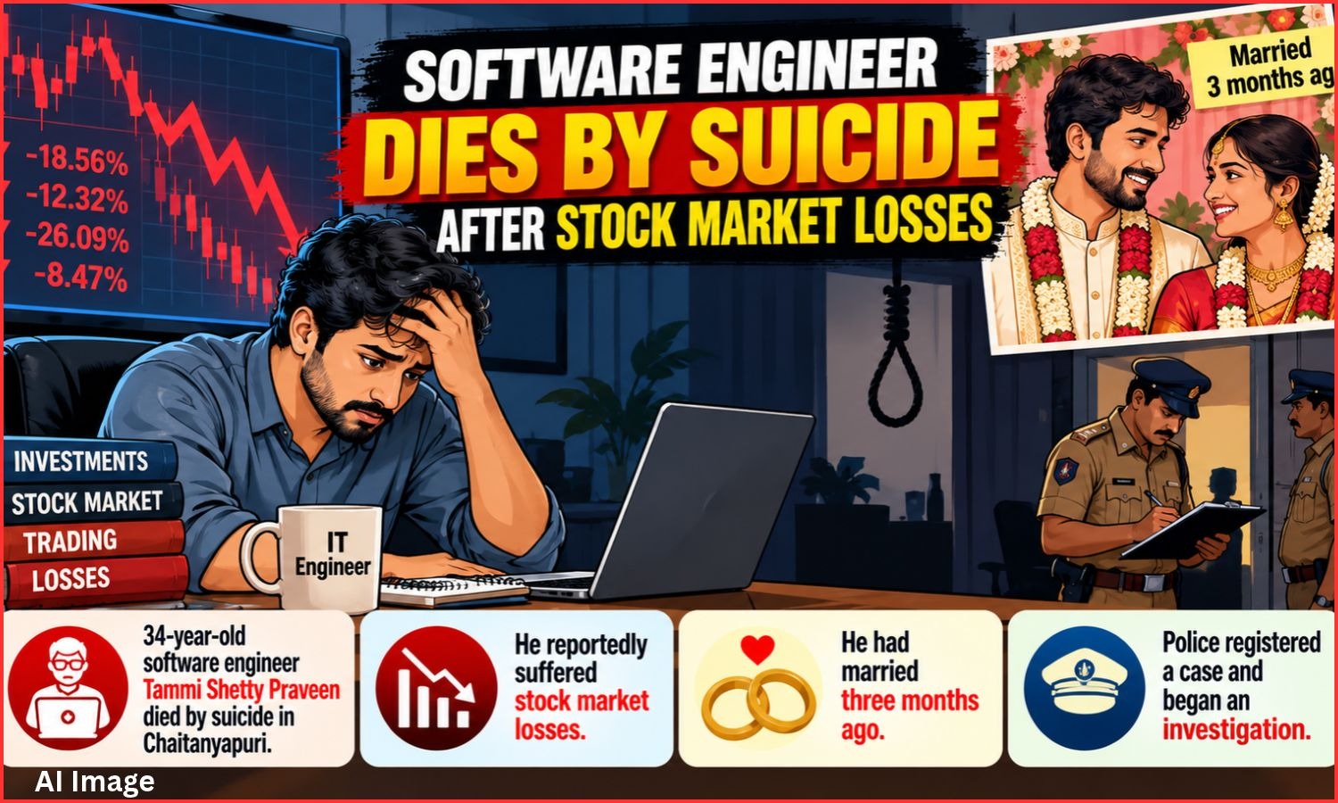 شیئر مارکیٹ کے نقصان پر انجینئر کی خودکشی | Chaitanyapuri Engineer Death