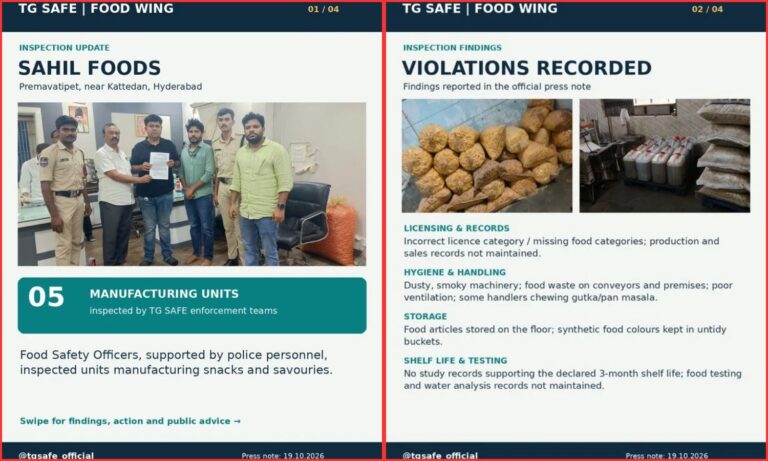 حیدرآباد میں 55 ٹن غذائی اشیا ضبط | TG Safe Food Inspections