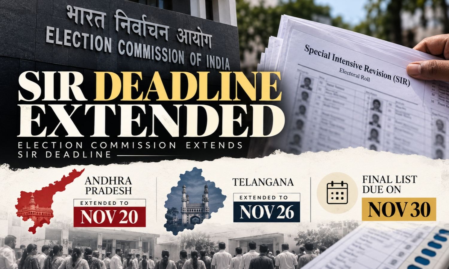 تلنگانہ میں ایس آئی آر کی مدت میں توسیع | Voter Revision Deadline