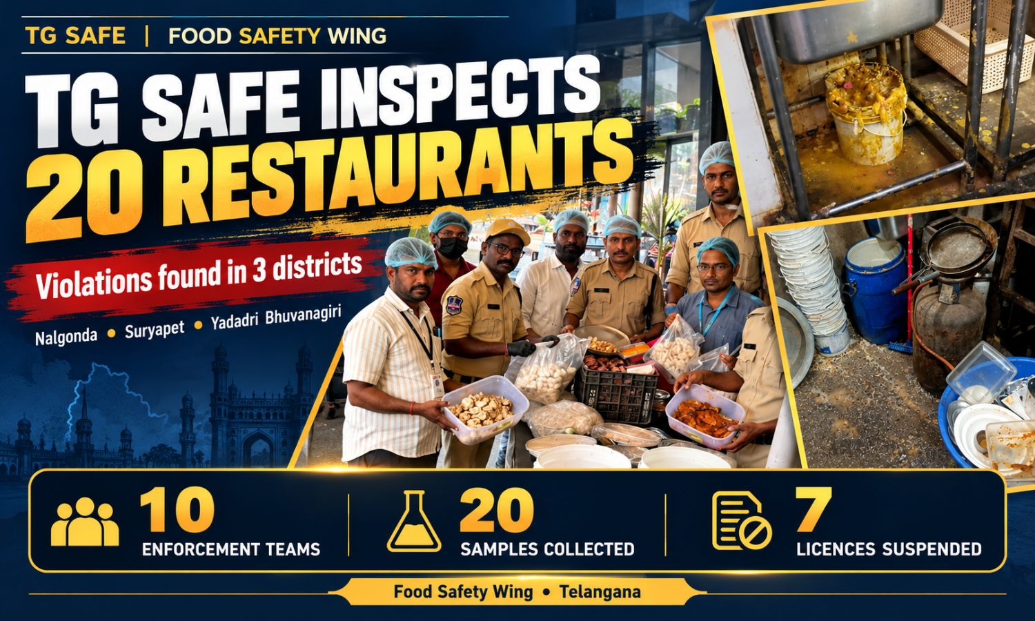 تلنگانہ میں 7 ہوٹلوں کے لائسنس معطل | Telangana Food Safety