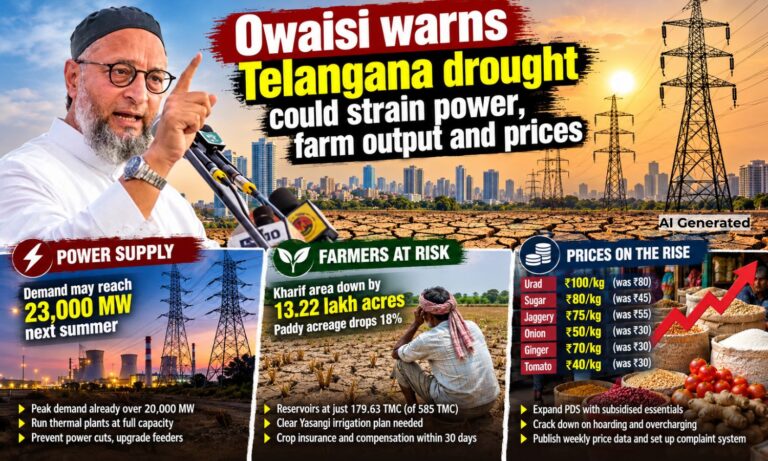Telangana Drought | اویسی کا پیشگی اقدامات کا مطالبہ