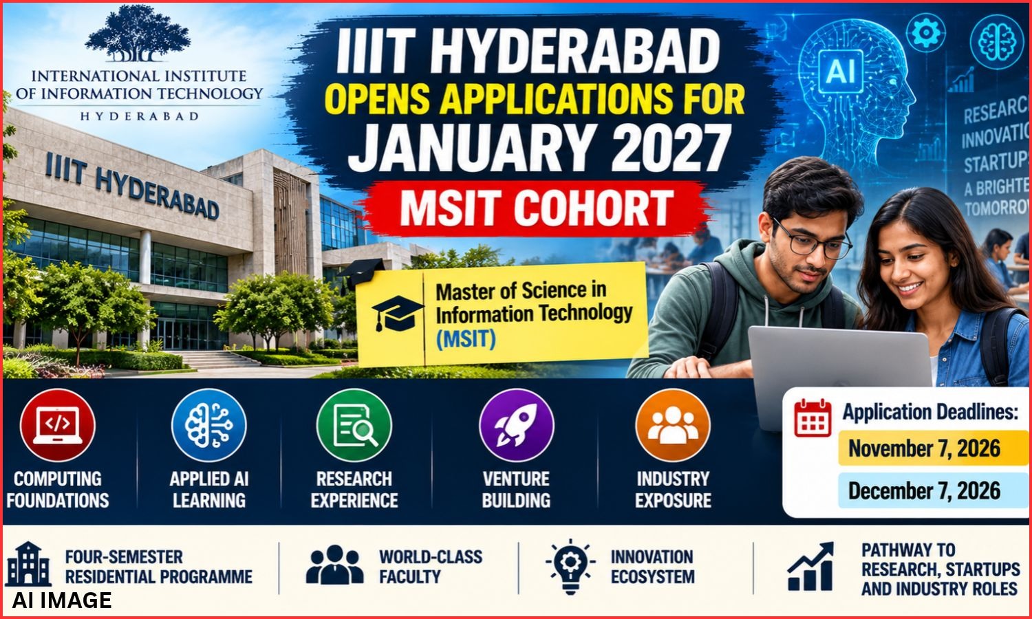 آئی آئی آئی ٹی حیدرآباد ایم ایس آئی ٹی داخلے | IIIT Hyderabad MSIT