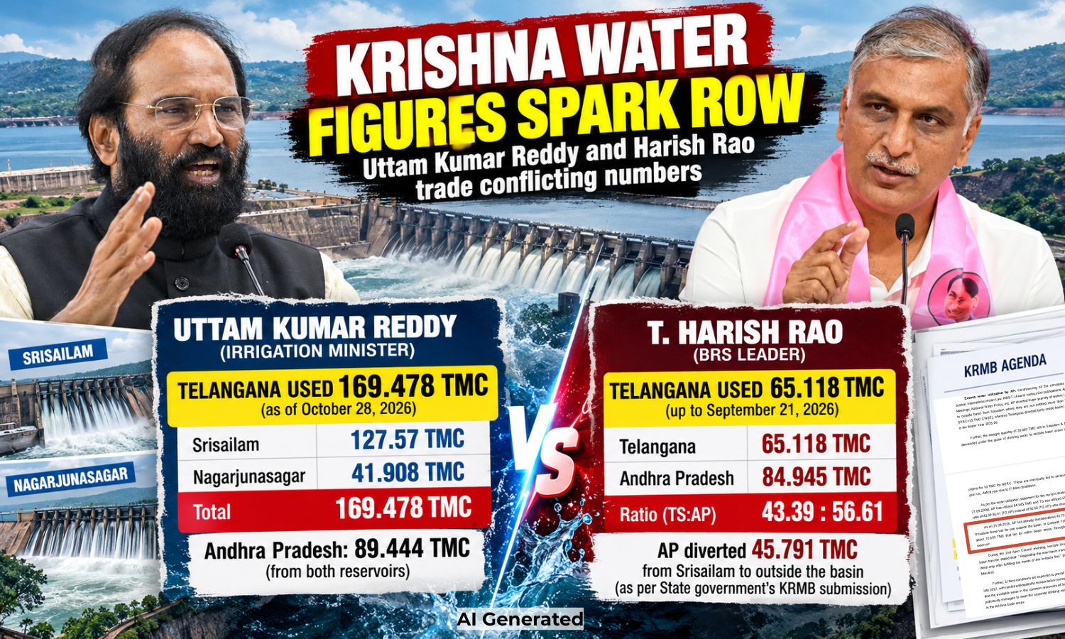 Krishna Water | اتم کمار ریڈی اور ہریش راو کے متضاد اعداد