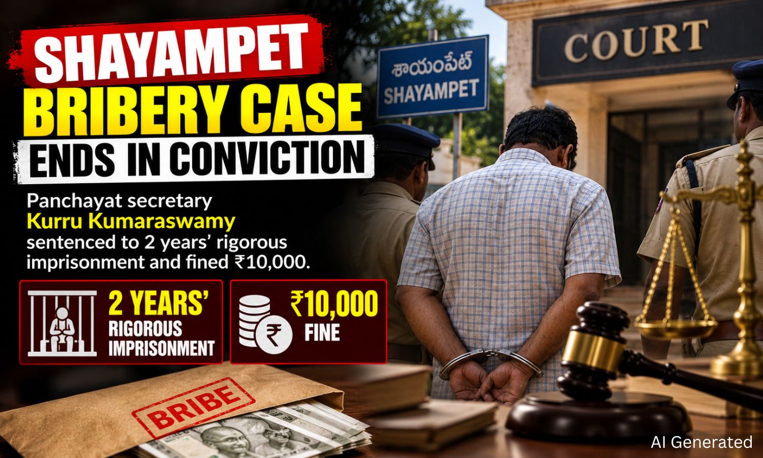 رشوت کیس میں پنچایت سکریٹری کو 2 سال قید | Warangal Bribery Case