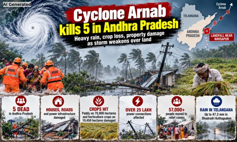 Cyclone Arnab | آندھرا پردیش میں پانچ افراد ہلاک