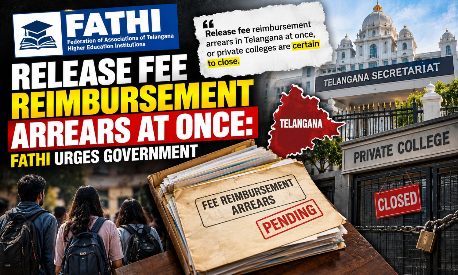 نجی کالجوں کو بقایاجات کی فوری ادائیگی کا مطالبہ | Telangana Fee Arrears