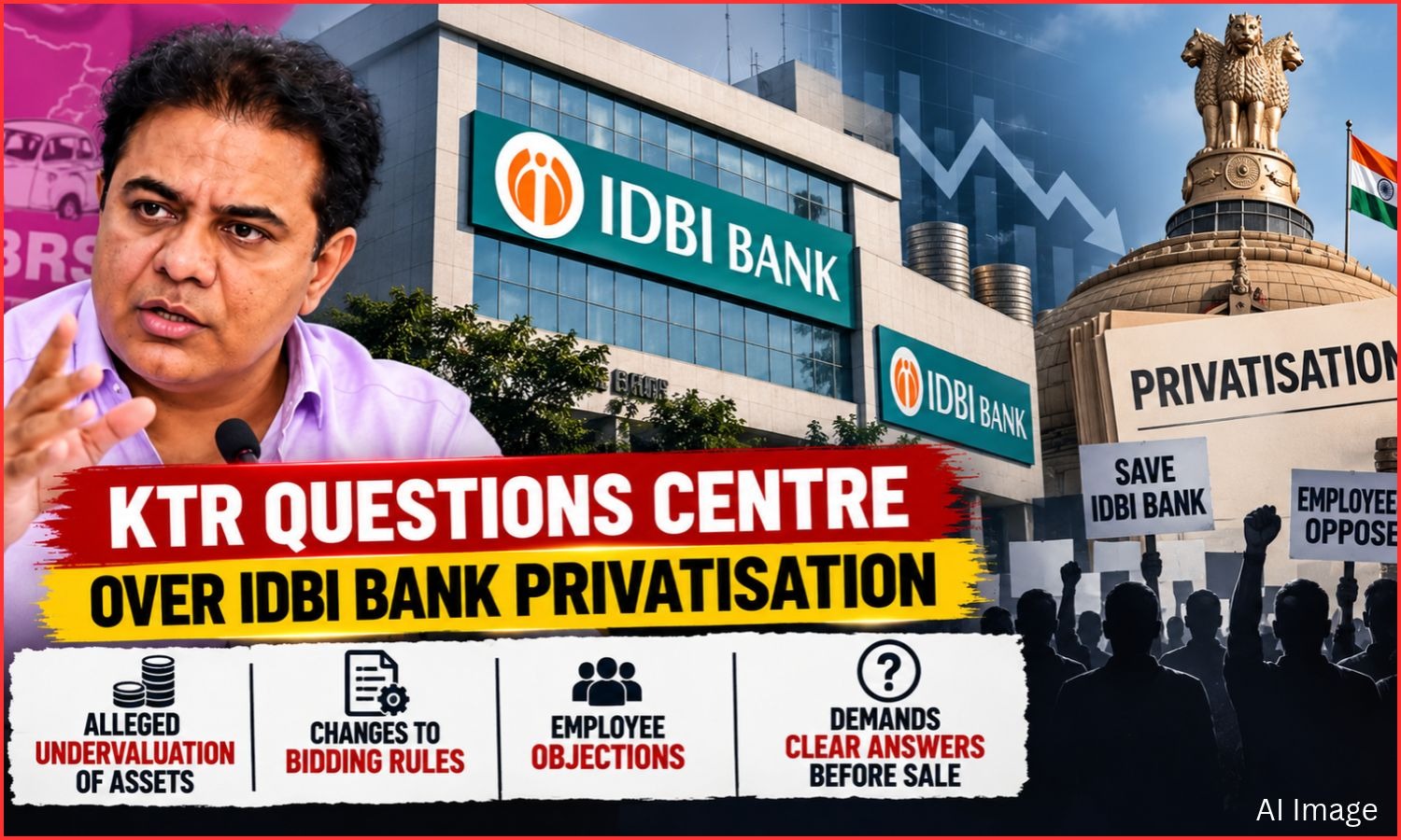 آئی ڈی بی آئی بینک کی نجکاری پر کے ٹی آر کے سوالات | IDBI Bank Sale Debate