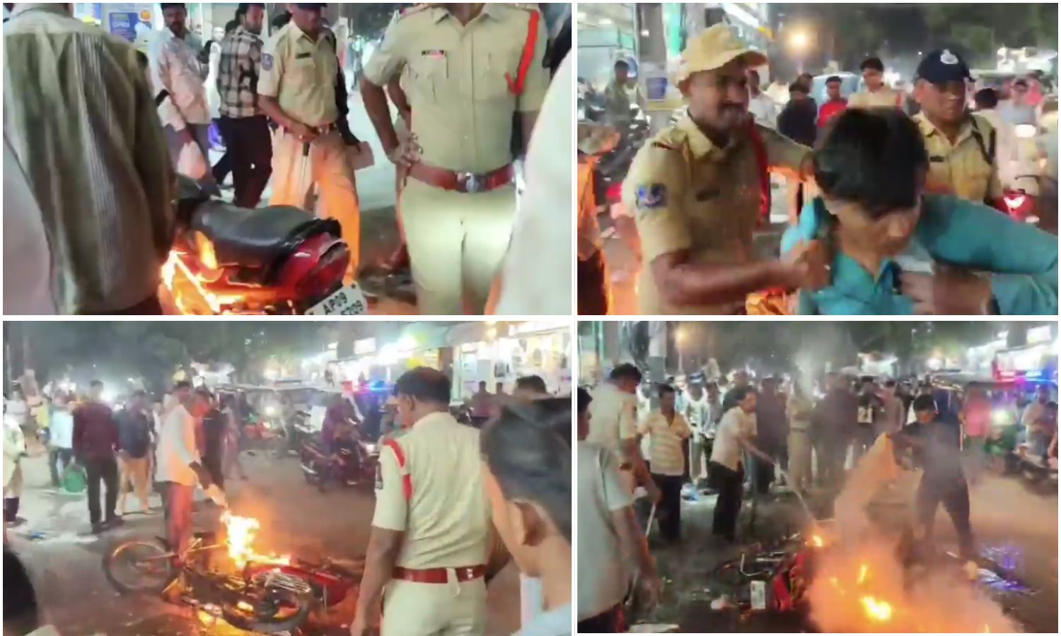 چالان کے معاملے پر نوجوان نے موٹر سائیکل جلا دی | Falaknuma Bike Fire