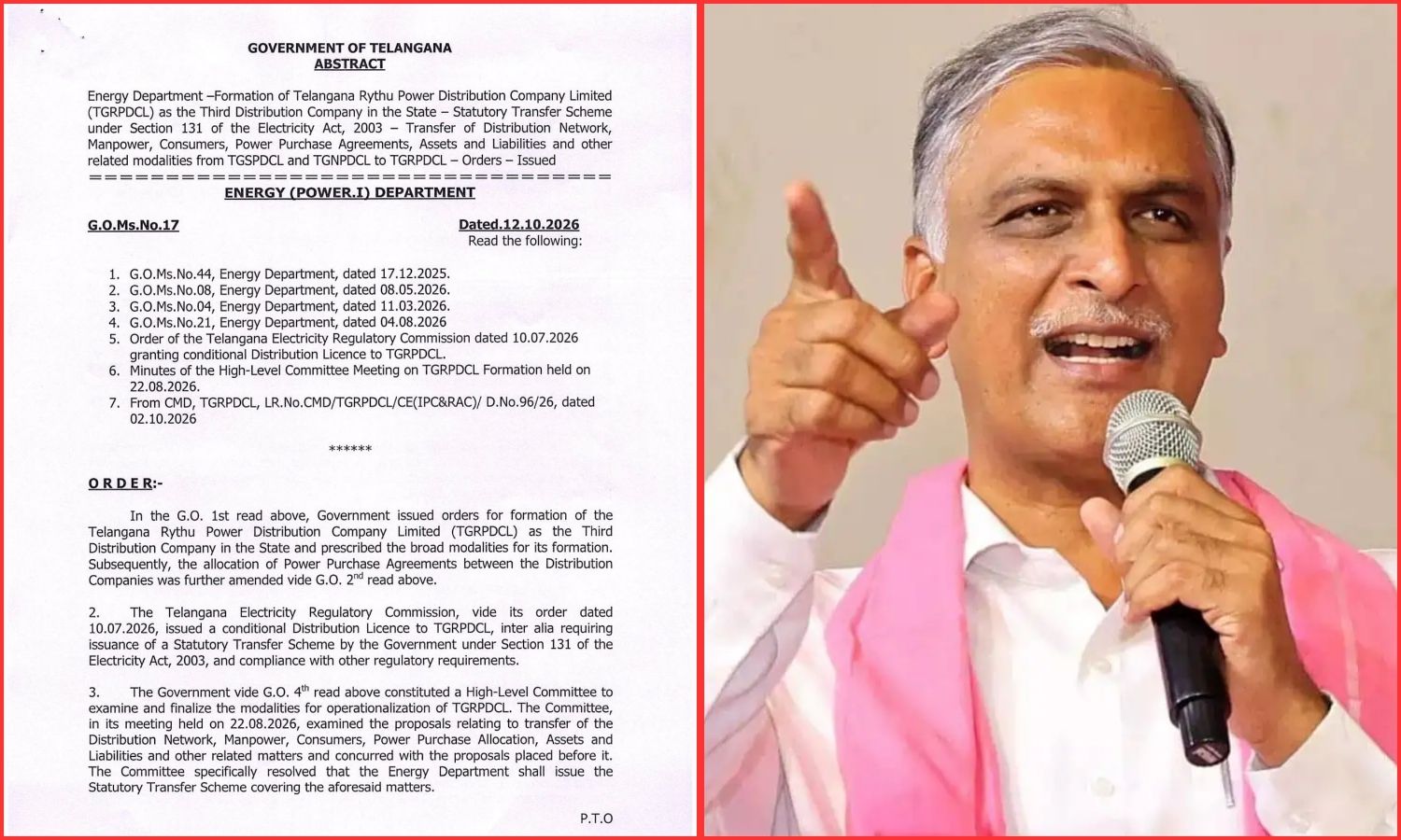 نئی پاور کمپنی پر ہریش راؤ کے سوالات | Telangana Power Restructuring
