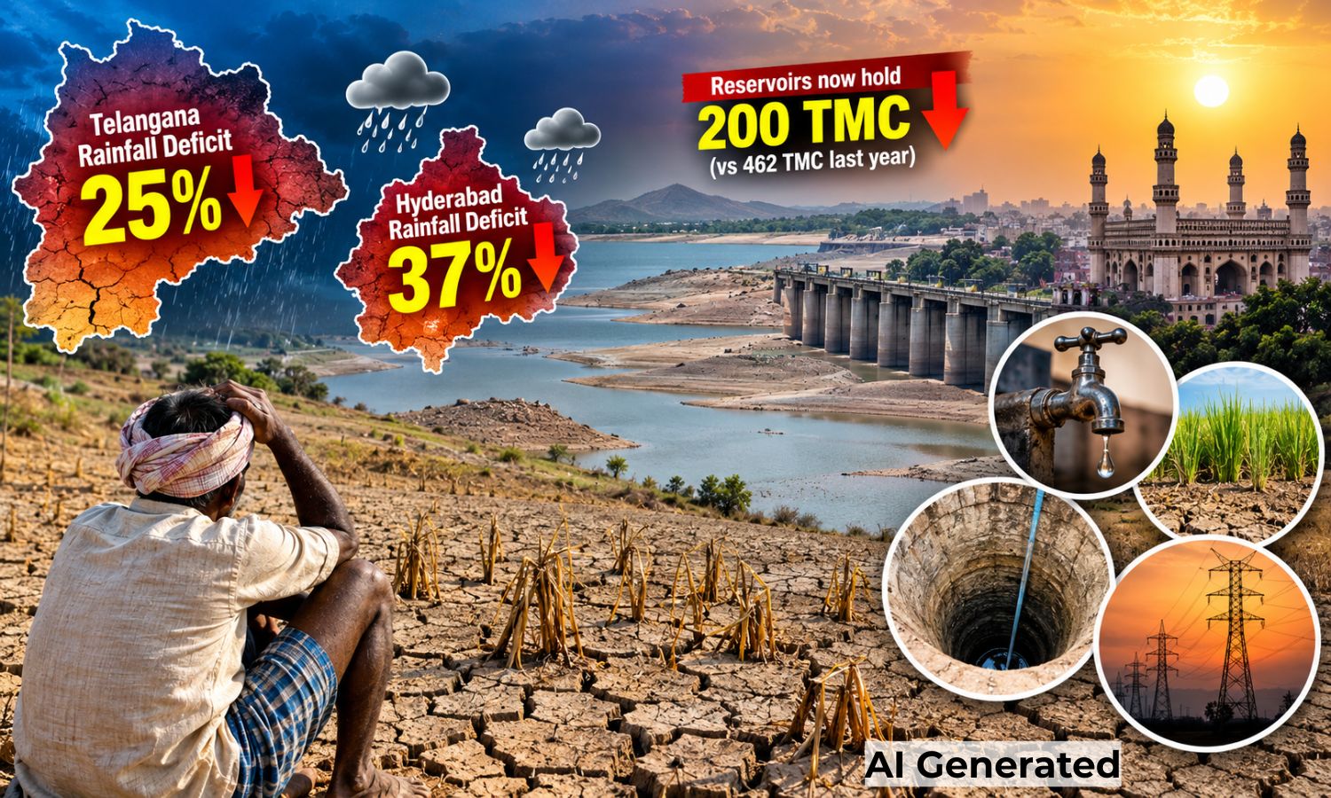 تلنگانہ میں بارش کی 25 فیصد کمی | Telangana Rainfall Deficit